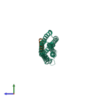 PDB entry 1u6h coloured by chain, side view.