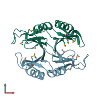 PDB entry 1u6l coloured by chain, front view.