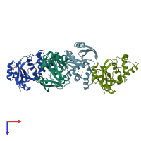 PDB entry 1u6m coloured by chain, top view.