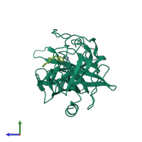 PDB entry 1u6q coloured by chain, side view.