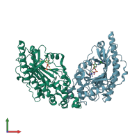 PDB entry 1u6r coloured by chain, front view.
