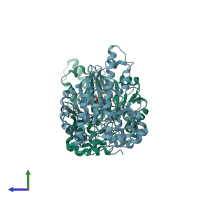 PDB entry 1u6r coloured by chain, side view.