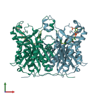 PDB entry 1u6s coloured by chain, front view.