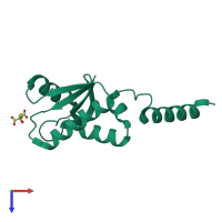 PDB entry 1u6t coloured by chain, top view.