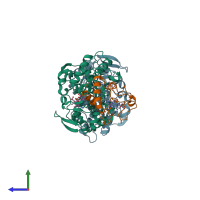 PDB entry 1u75 coloured by chain, side view.