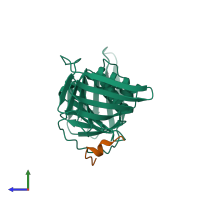 PDB entry 1u7b coloured by chain, side view.