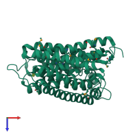 PDB entry 1u7g coloured by chain, top view.