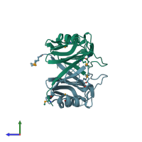 PDB entry 1u7i coloured by chain, side view.