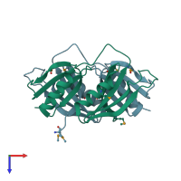 PDB entry 1u7i coloured by chain, top view.