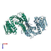 PDB entry 1u7n coloured by chain, top view.