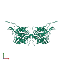 Coenzyme A biosynthesis bifunctional protein CoaBC in PDB entry 1u7u, assembly 1, front view.
