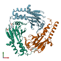 PDB entry 1u7v coloured by chain, front view.