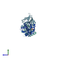 PDB entry 1u7w coloured by chain, side view.