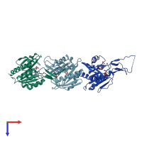 PDB entry 1u80 coloured by chain, top view.