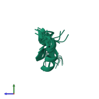 PDB entry 1u85 coloured by chain, ensemble of 20 models, side view.