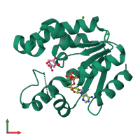 PDB entry 1u8a coloured by chain, front view.