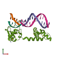 PDB entry 1u8b coloured by chain, front view.