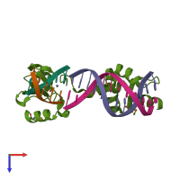 PDB entry 1u8b coloured by chain, top view.