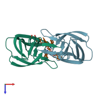 PDB entry 1u8g coloured by chain, top view.