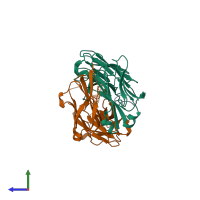 PDB entry 1u8j coloured by chain, side view.