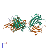 PDB entry 1u8j coloured by chain, top view.