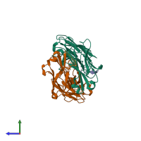 PDB entry 1u8k coloured by chain, side view.