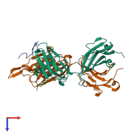 PDB entry 1u8k coloured by chain, top view.