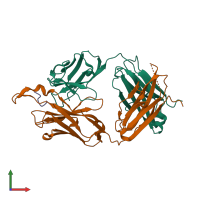 PDB entry 1u8o coloured by chain, front view.