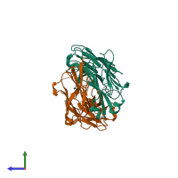 PDB entry 1u8o coloured by chain, side view.
