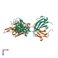 PDB entry 1u8o coloured by chain, top view.