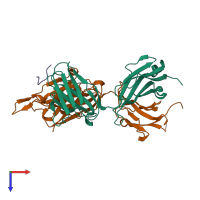 PDB entry 1u8q coloured by chain, top view.