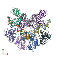 PDB entry 1u8r coloured by chain, front view.