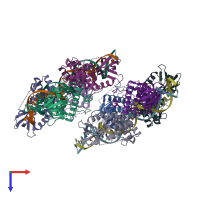 PDB entry 1u8r coloured by chain, top view.