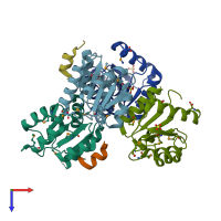 PDB entry 1u8t coloured by chain, top view.