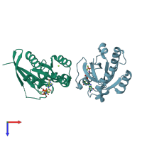 PDB entry 1u8y coloured by chain, top view.