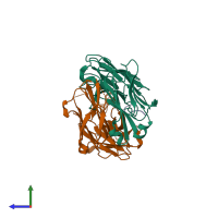 PDB entry 1u92 coloured by chain, side view.