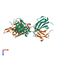 PDB entry 1u92 coloured by chain, top view.
