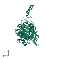 PDB entry 1u94 coloured by chain, side view.