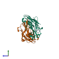 PDB entry 1u95 coloured by chain, side view.