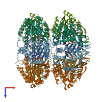 PDB entry 1u9i coloured by chain, top view.