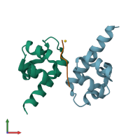 PDB entry 1u9l coloured by chain, front view.