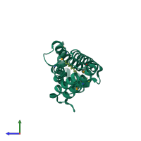 PDB entry 1u9n coloured by chain, side view.
