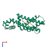 PDB entry 1u9n coloured by chain, top view.