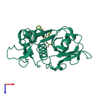 PDB entry 1u9q coloured by chain, top view.