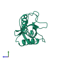 PDB entry 1u9r coloured by chain, side view.