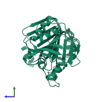 PDB entry 1u9t coloured by chain, side view.