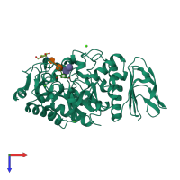 PDB entry 1ua7 coloured by chain, top view.