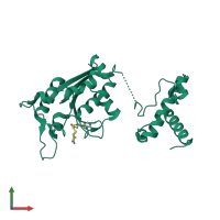 PDB entry 1uak coloured by chain, front view.