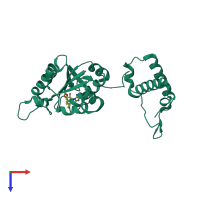 PDB entry 1uak coloured by chain, top view.