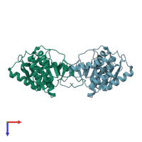 PDB entry 1uan coloured by chain, top view.